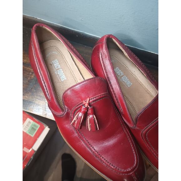 Stacy Adams Red Leather Donovan Mac Toe Slip On Loafer 10M main image 8